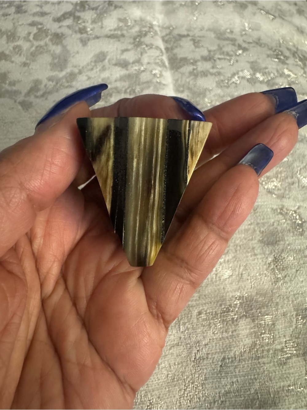 Bold Cow Horn Square Statement Ring in Black & Cream - Picture 4 of 5